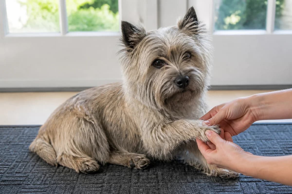 Portrait rapproché d’un cairn terrier pour illustrer le pelage et les soins courants