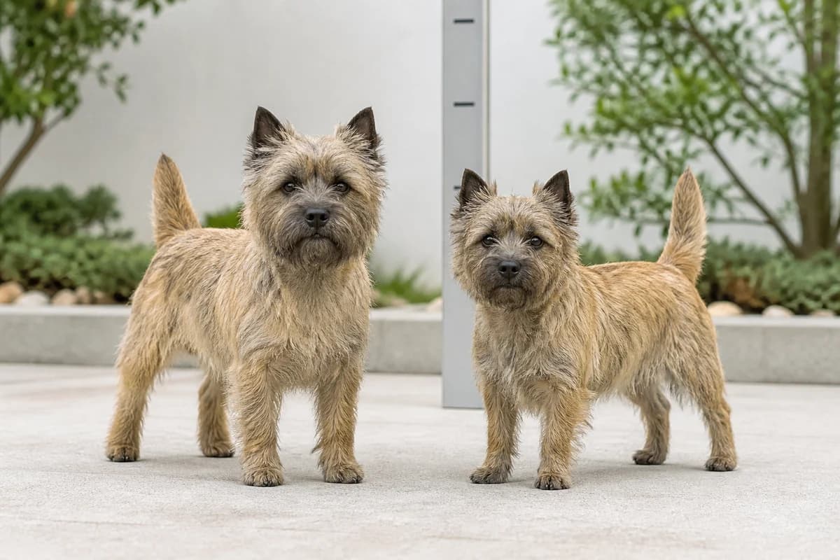Cairn terrier adulte, vue de la silhouette et du gabarit
