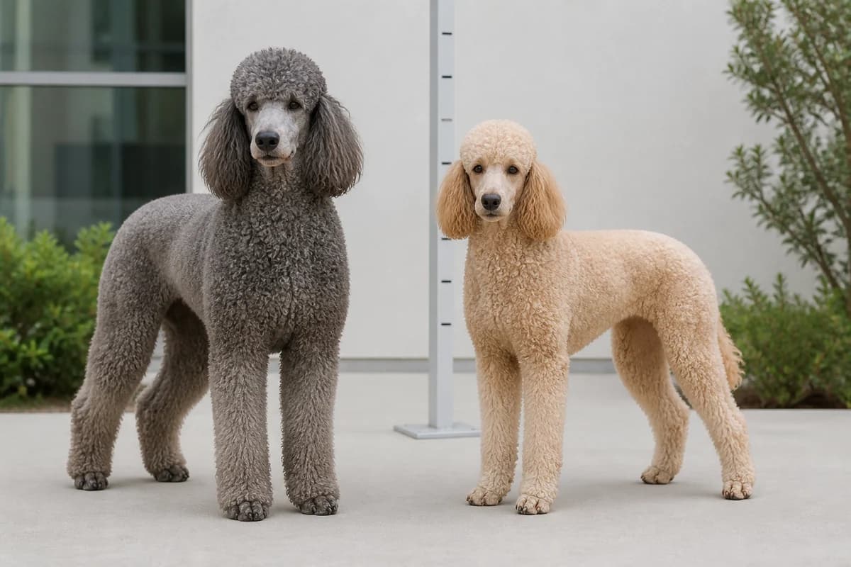 Caniche moyen adulte, vue de la silhouette et du gabarit