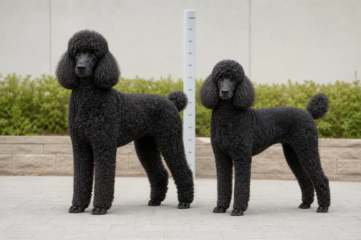 Caniche royal adulte, vue de la silhouette et du gabarit