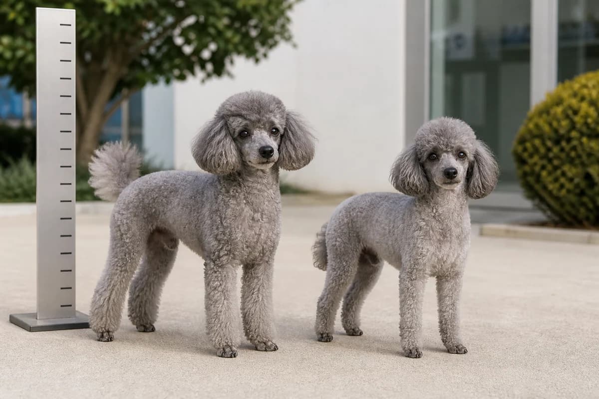 Caniche toy adulte, vue de la silhouette et du gabarit