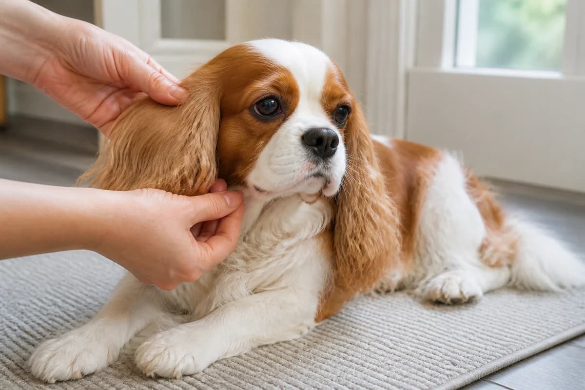 Portrait rapproché d’un cavalier king charles pour illustrer le pelage et les soins courants