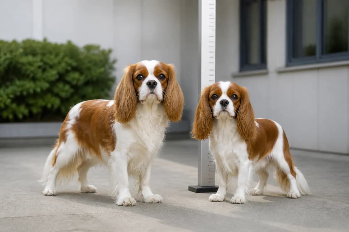 Cavalier King Charles adulte, vue de la silhouette et du gabarit