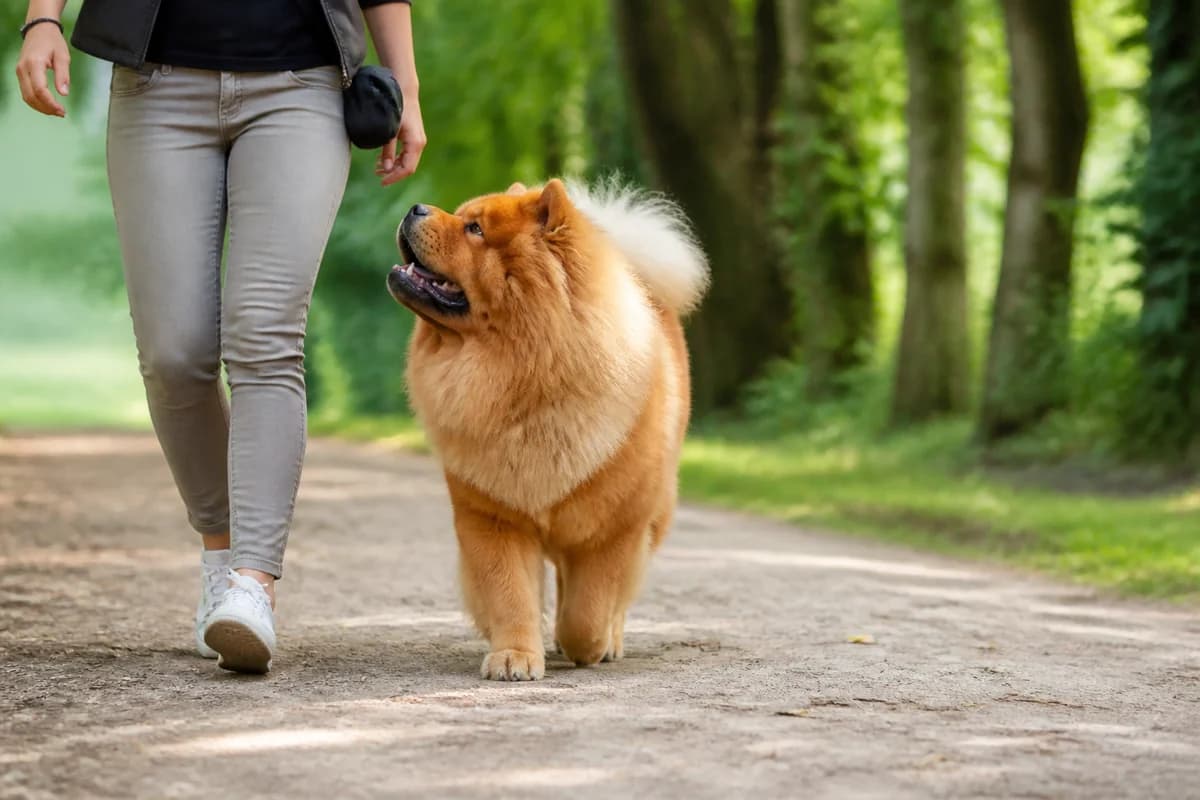 Chow-chow observé pendant une sortie adaptée à son gabarit