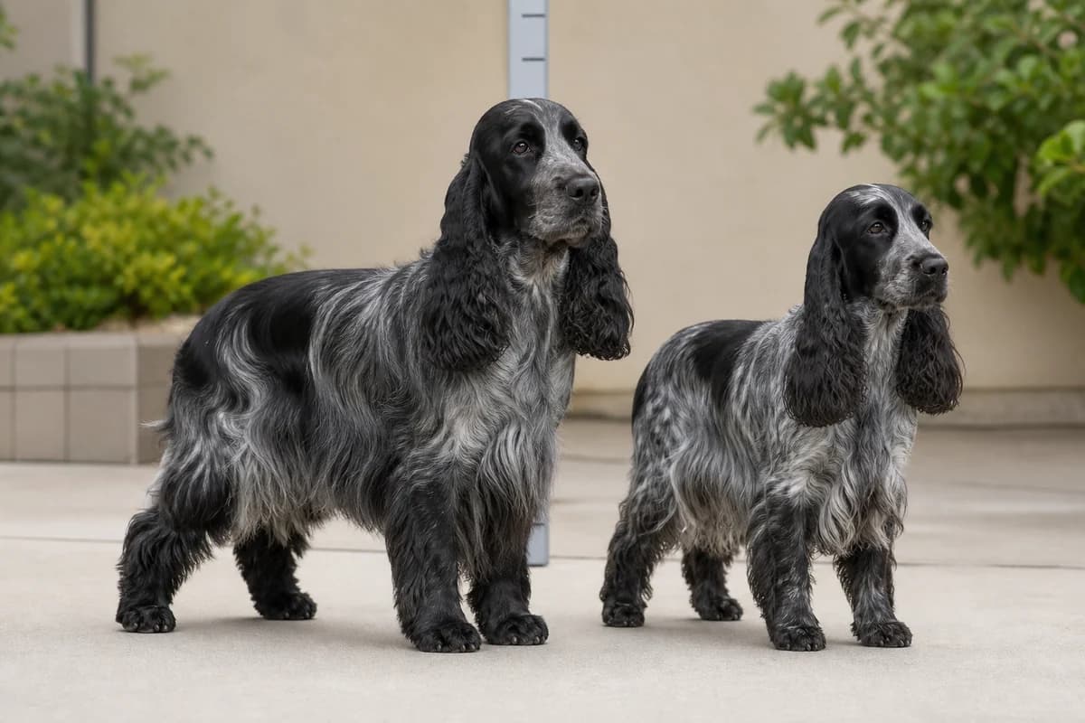 Cocker spaniel anglais adulte, vue de la silhouette et du gabarit