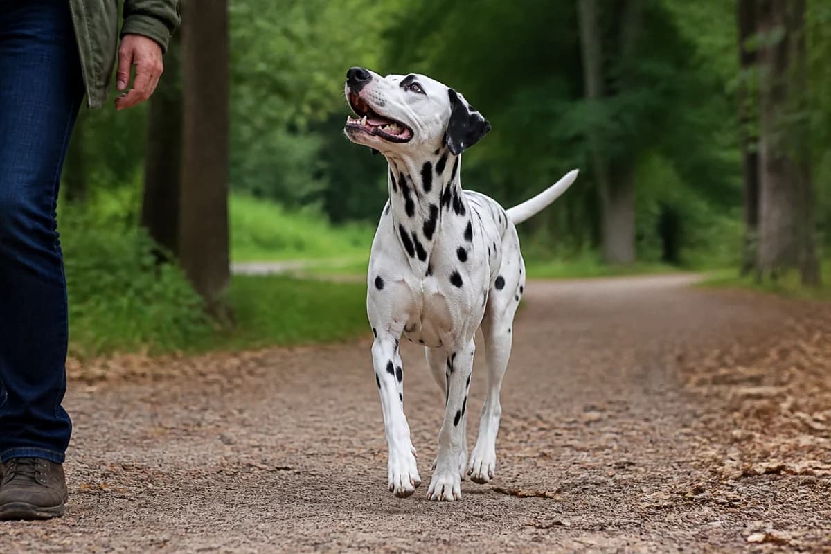 Dalmatien observé pendant une sortie adaptée à son gabarit
