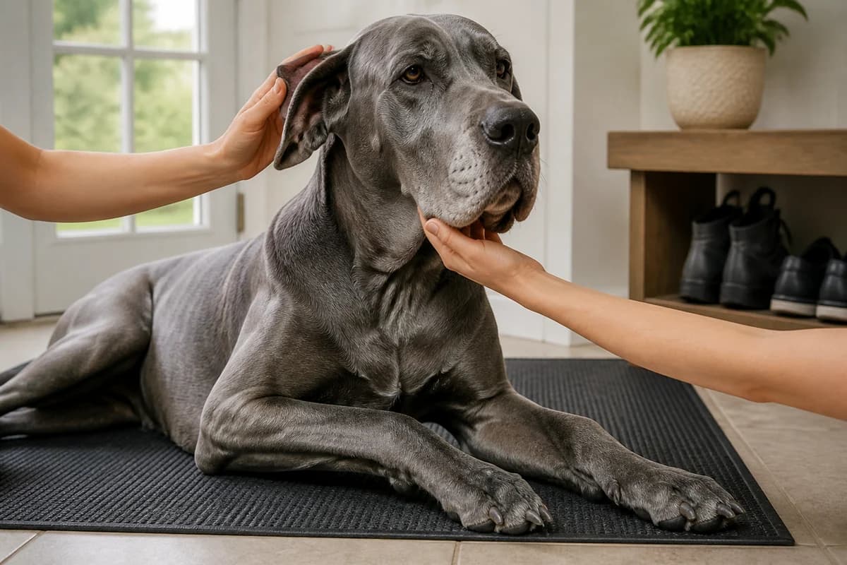 Portrait rapproché d’un dogue allemand pour illustrer le pelage et les soins courants