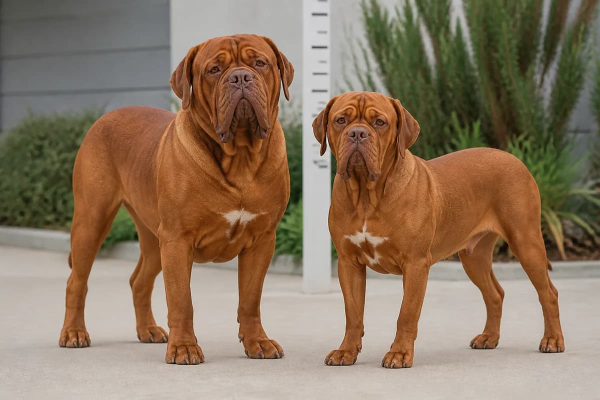 Dogue de Bordeaux adulte, vue de la silhouette et du gabarit