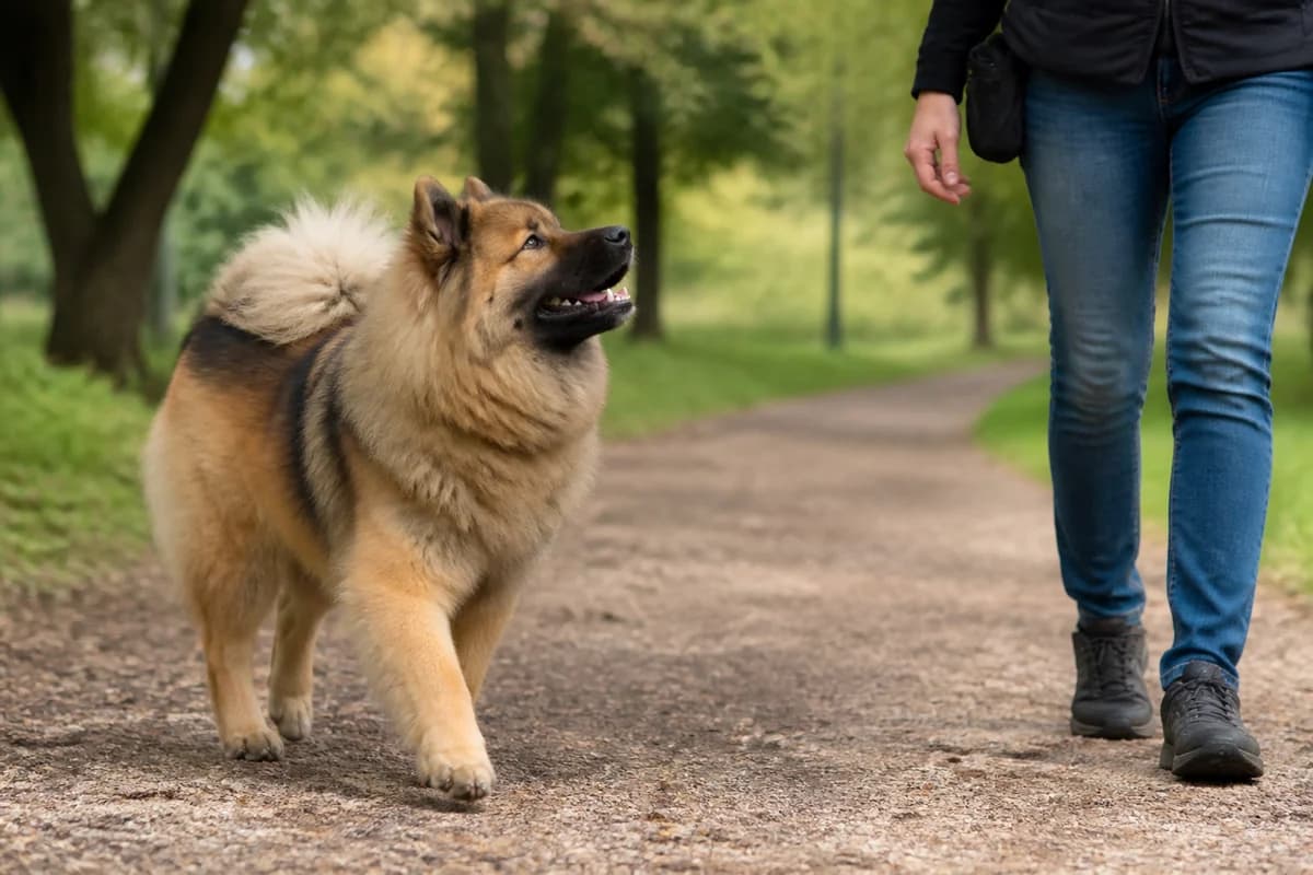 Eurasier observé pendant une sortie adaptée à son gabarit