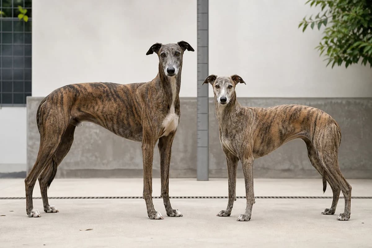 Galgo espagnol adulte, vue de la silhouette et du gabarit