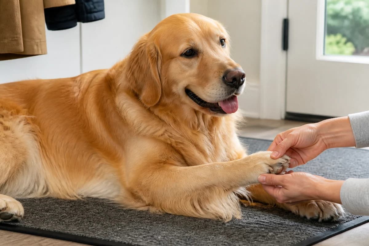 Portrait rapproché d’un golden retriever pour illustrer le pelage et les soins courants