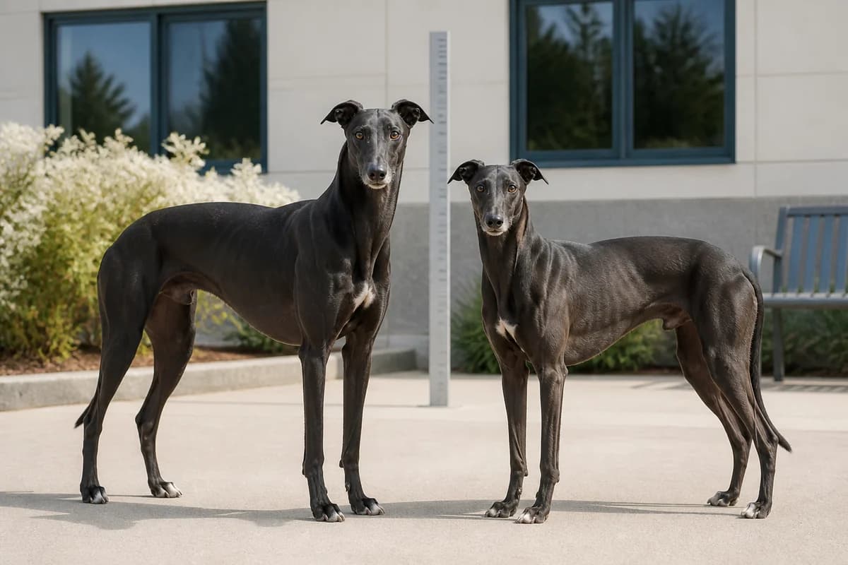 Greyhound adulte, vue de la silhouette et du gabarit
