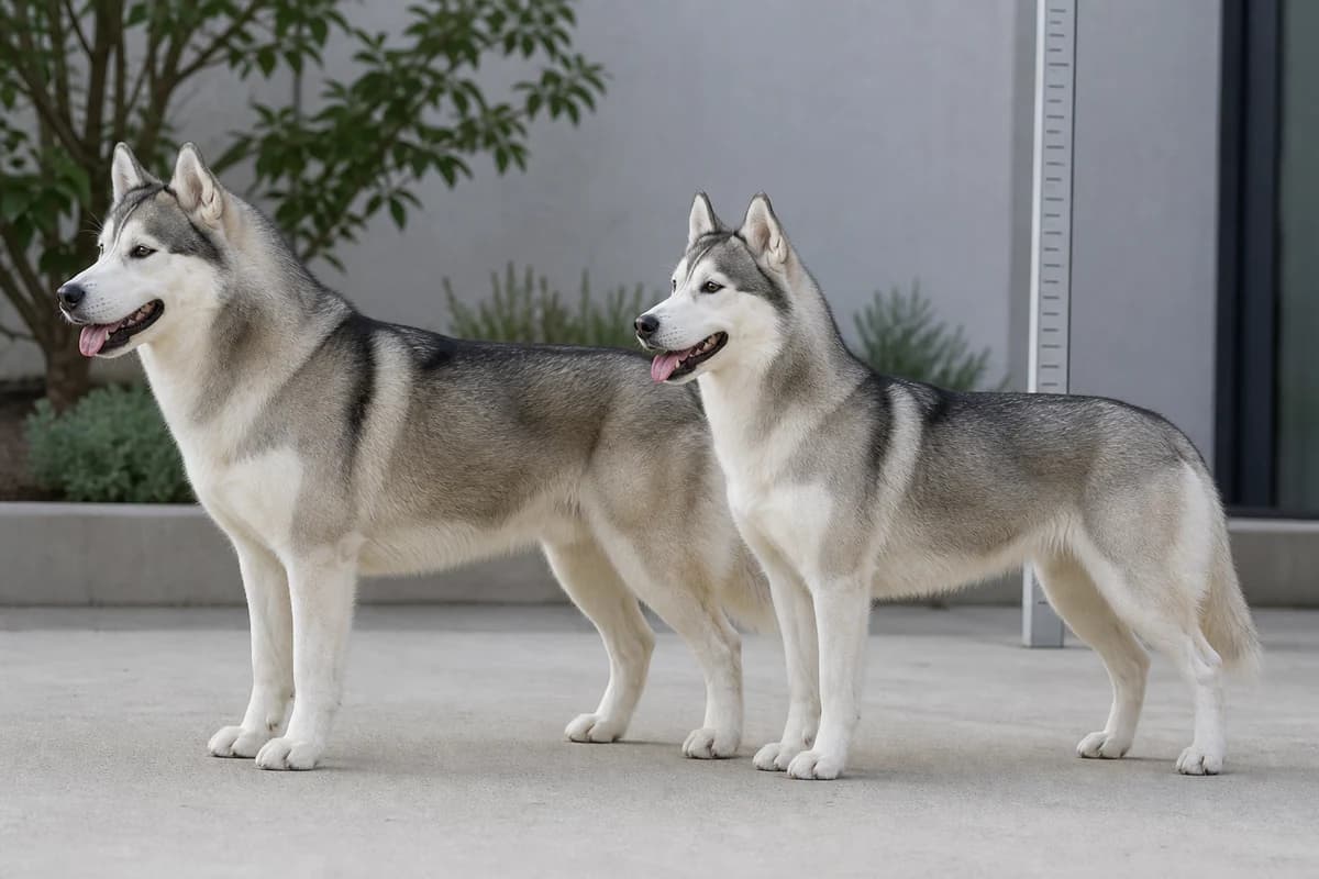 Husky de Sibérie adulte, vue de la silhouette et du gabarit