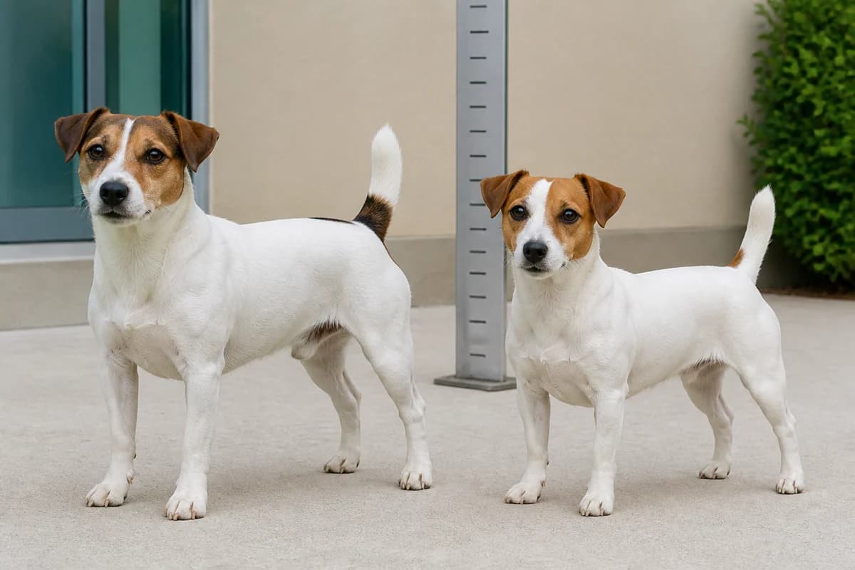 Jack Russell terrier adulte, vue de la silhouette et du gabarit