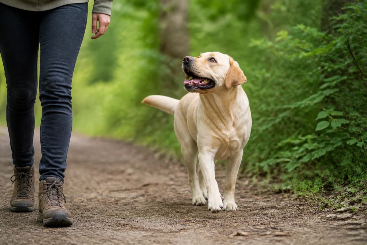 Labrador retriever observé pendant une sortie adaptée à son gabarit