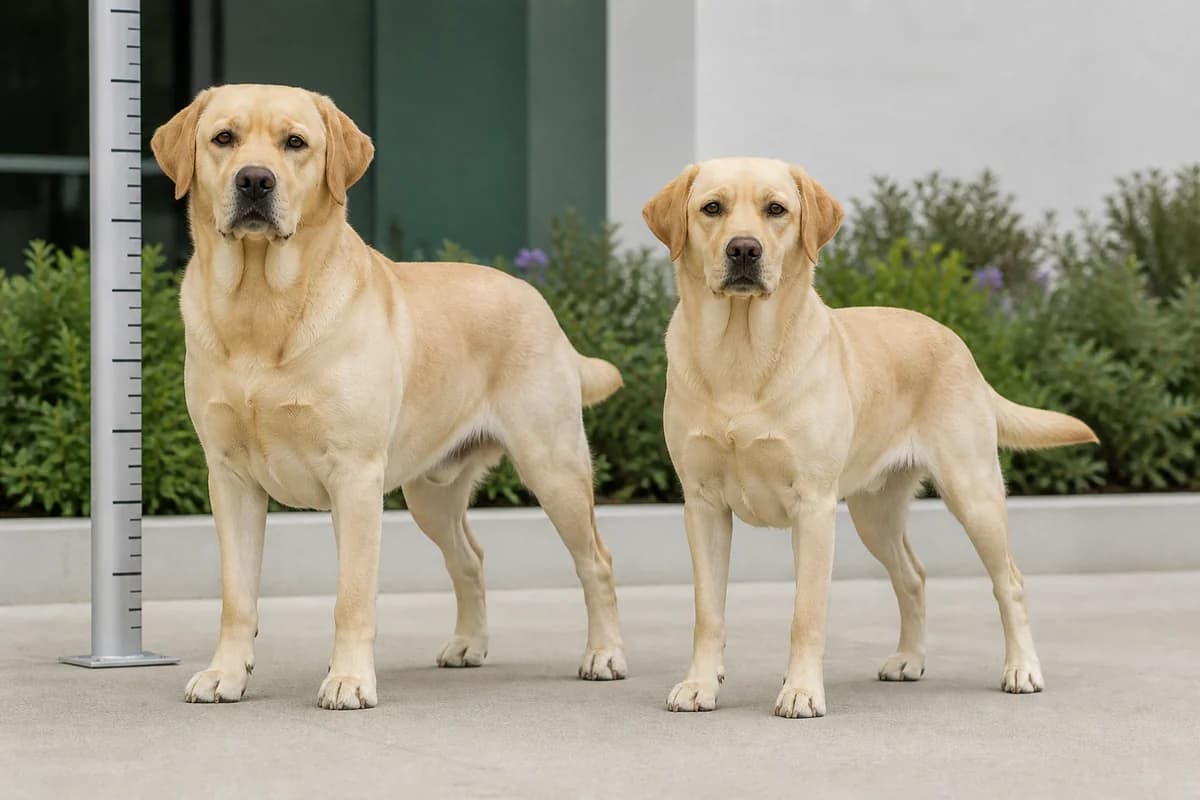 Labrador retriever adulte, vue de la silhouette et du gabarit