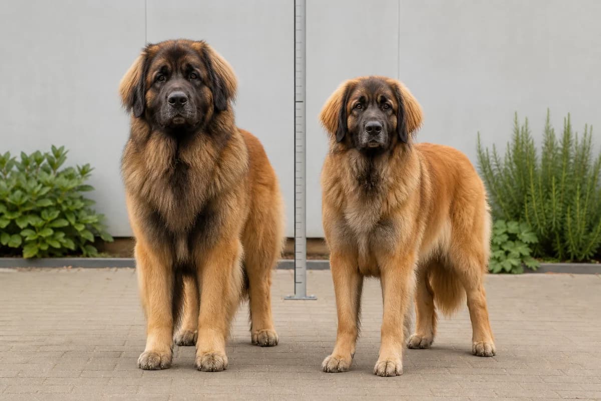Leonberg adulte, vue de la silhouette et du gabarit