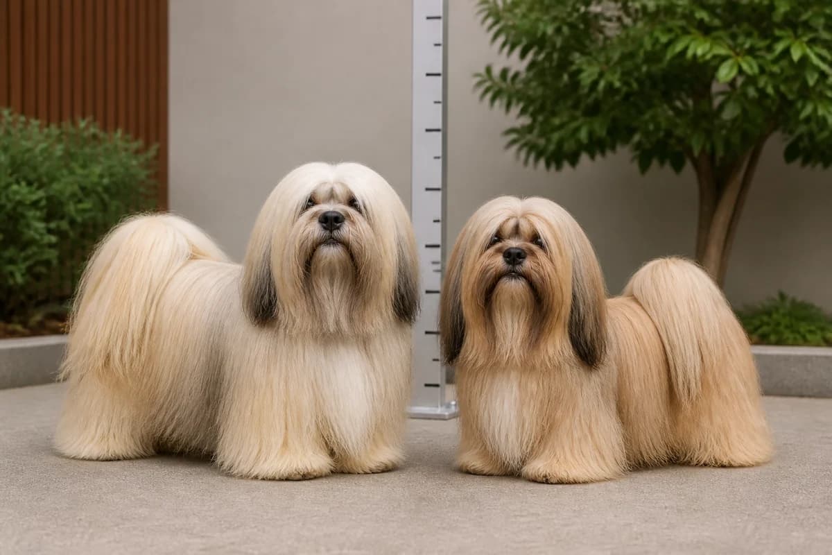 Lhassa apso adulte, vue de la silhouette et du gabarit