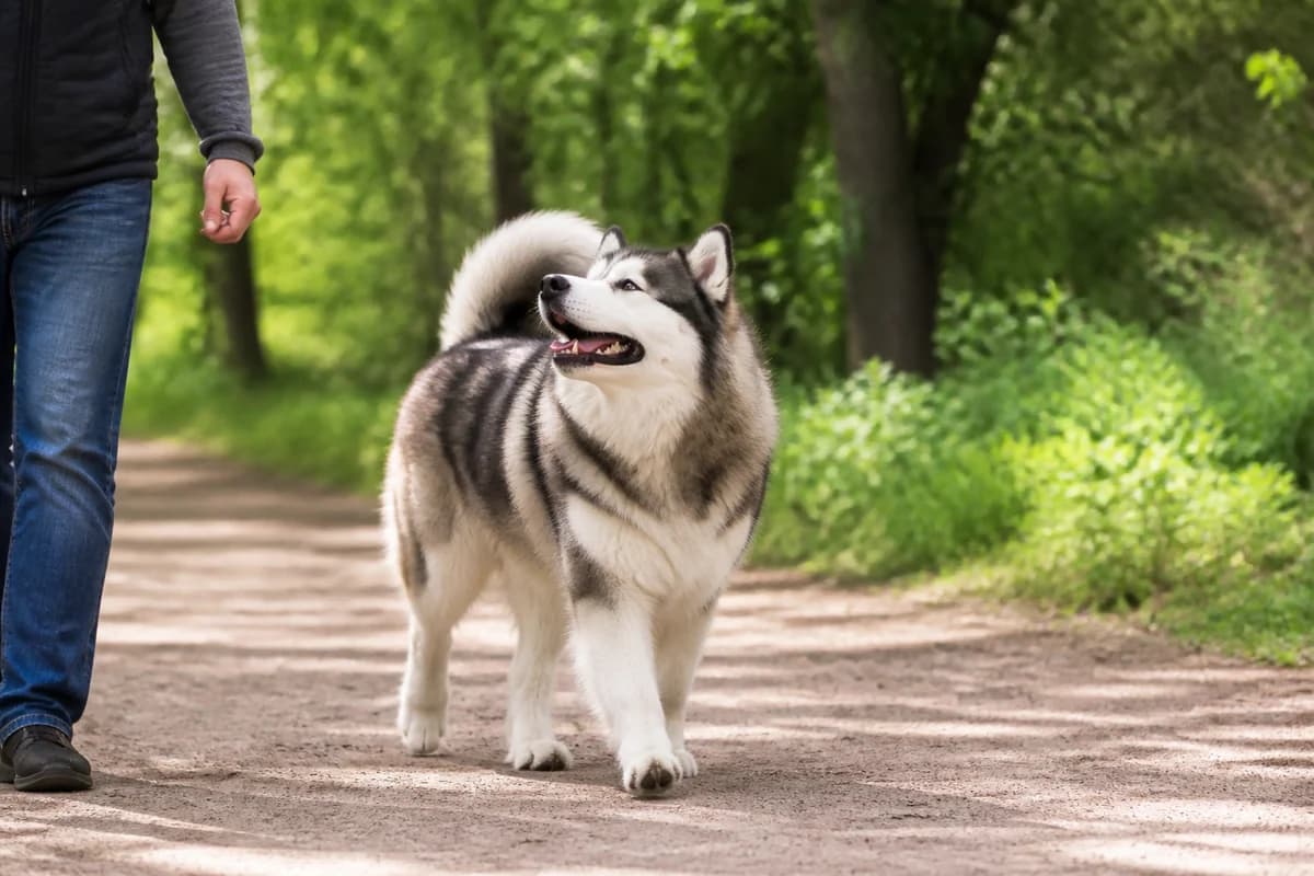 Malamute de l’Alaska observé pendant une sortie adaptée à son gabarit