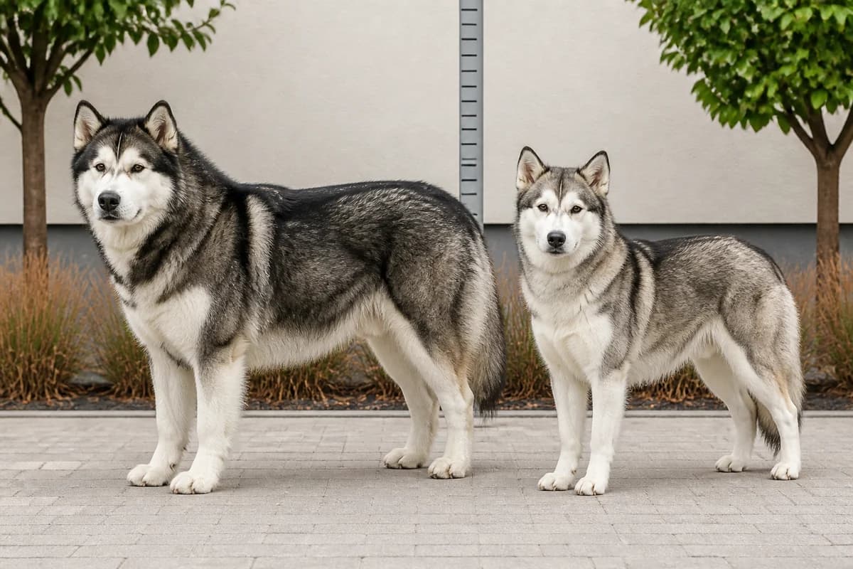 Malamute de l’Alaska adulte, vue de la silhouette et du gabarit