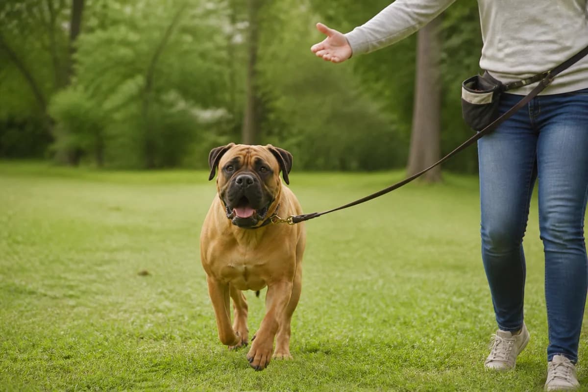 Mastiff observé pendant une sortie adaptée à son gabarit