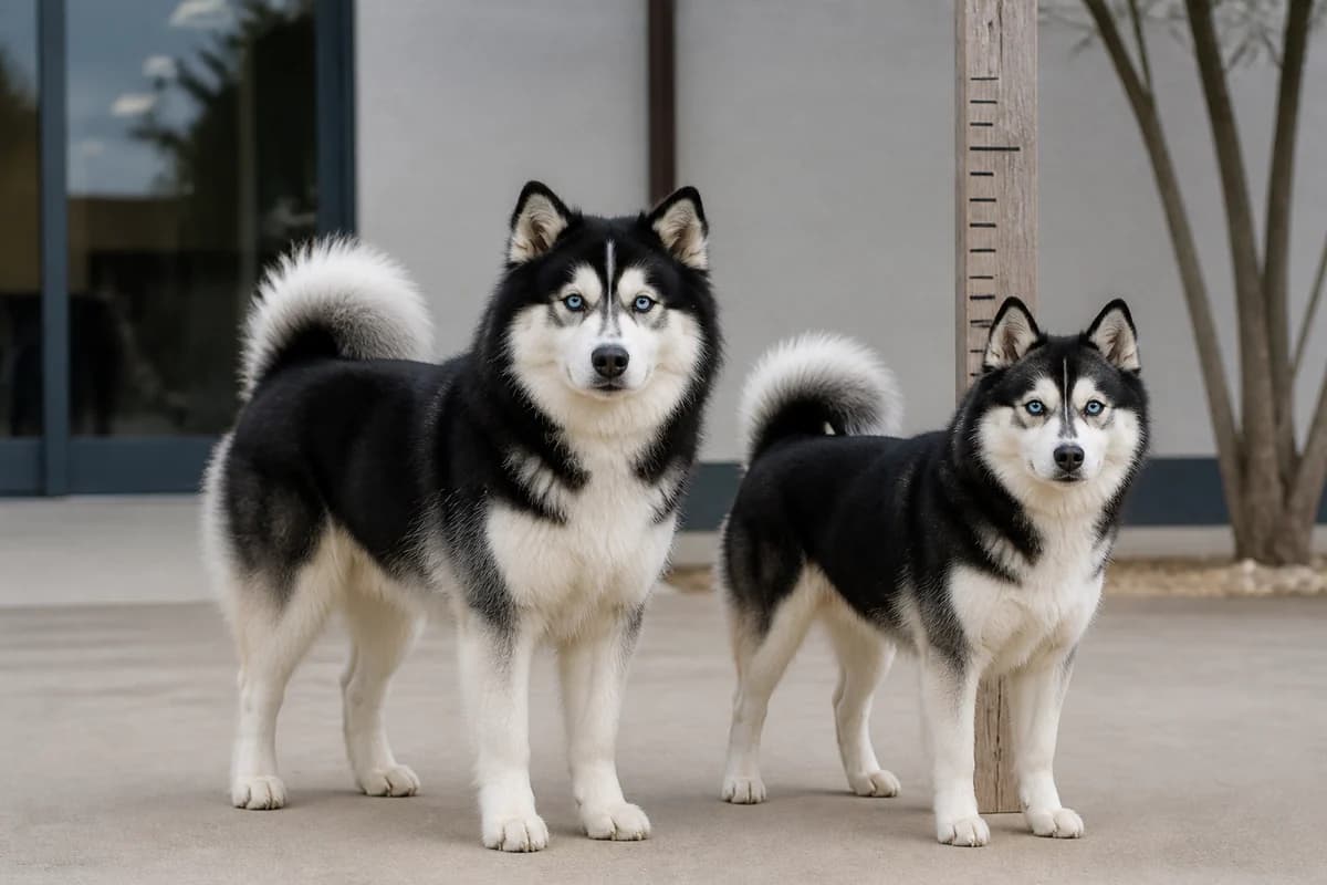 Pomsky (Spitz × Husky) adulte, vue de la silhouette et du gabarit