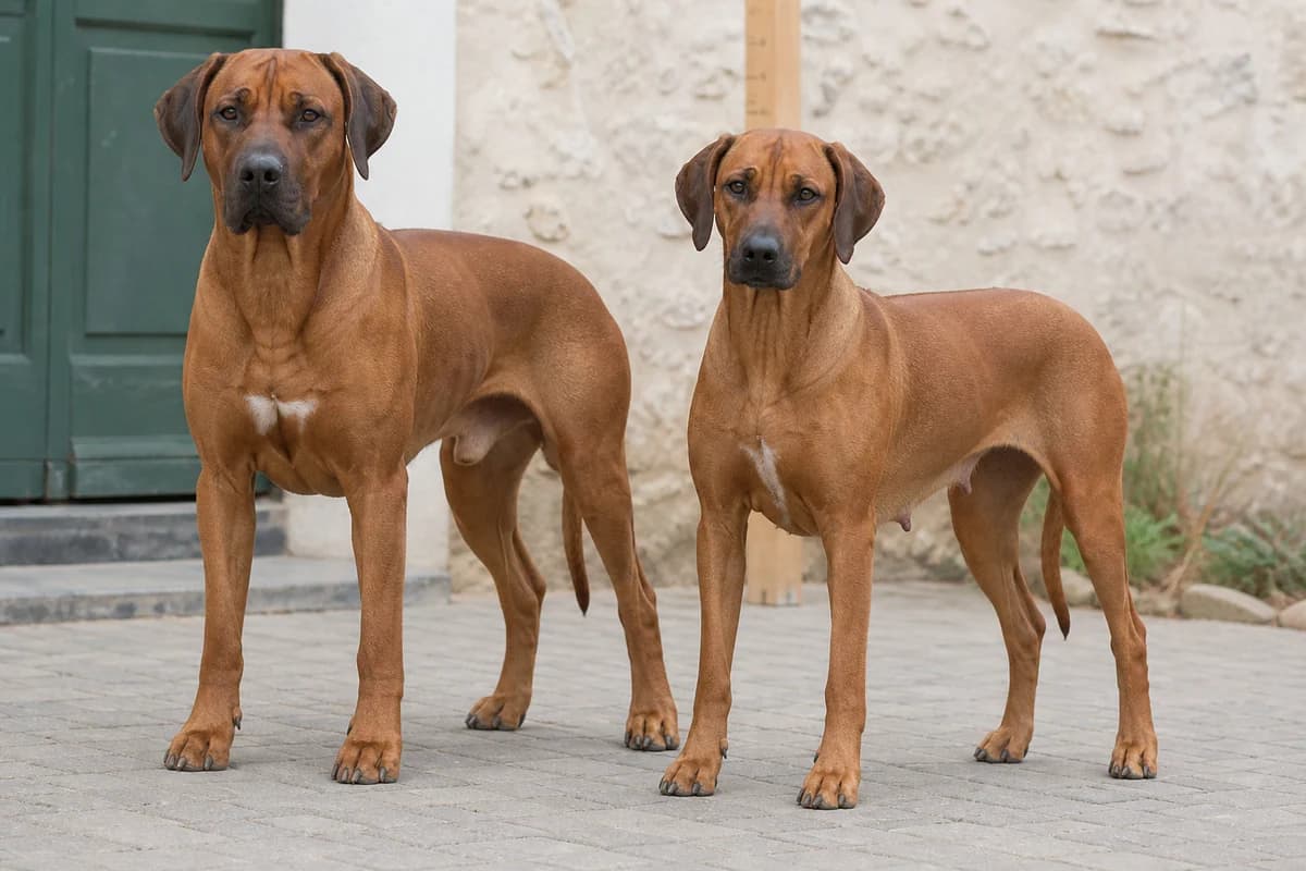 Rhodesian ridgeback adulte, vue de la silhouette et du gabarit