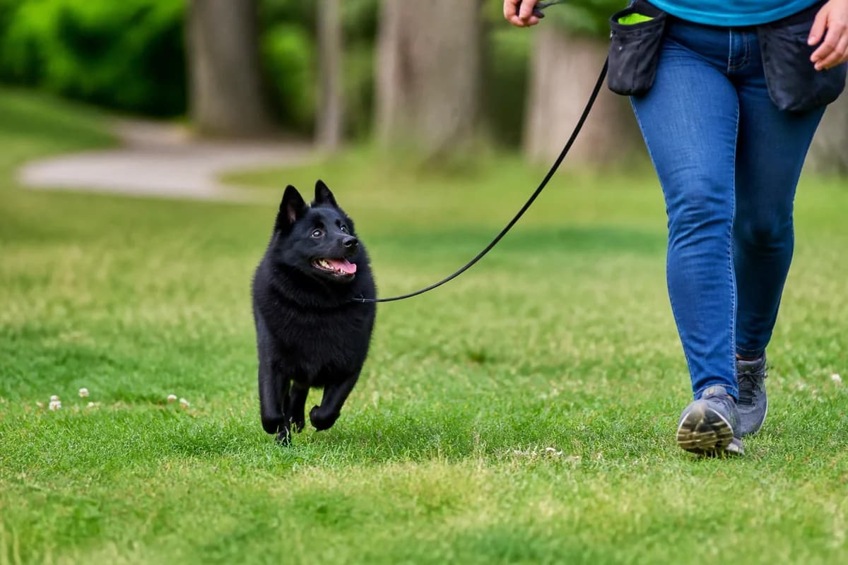 Schipperke observé pendant une sortie adaptée à son gabarit