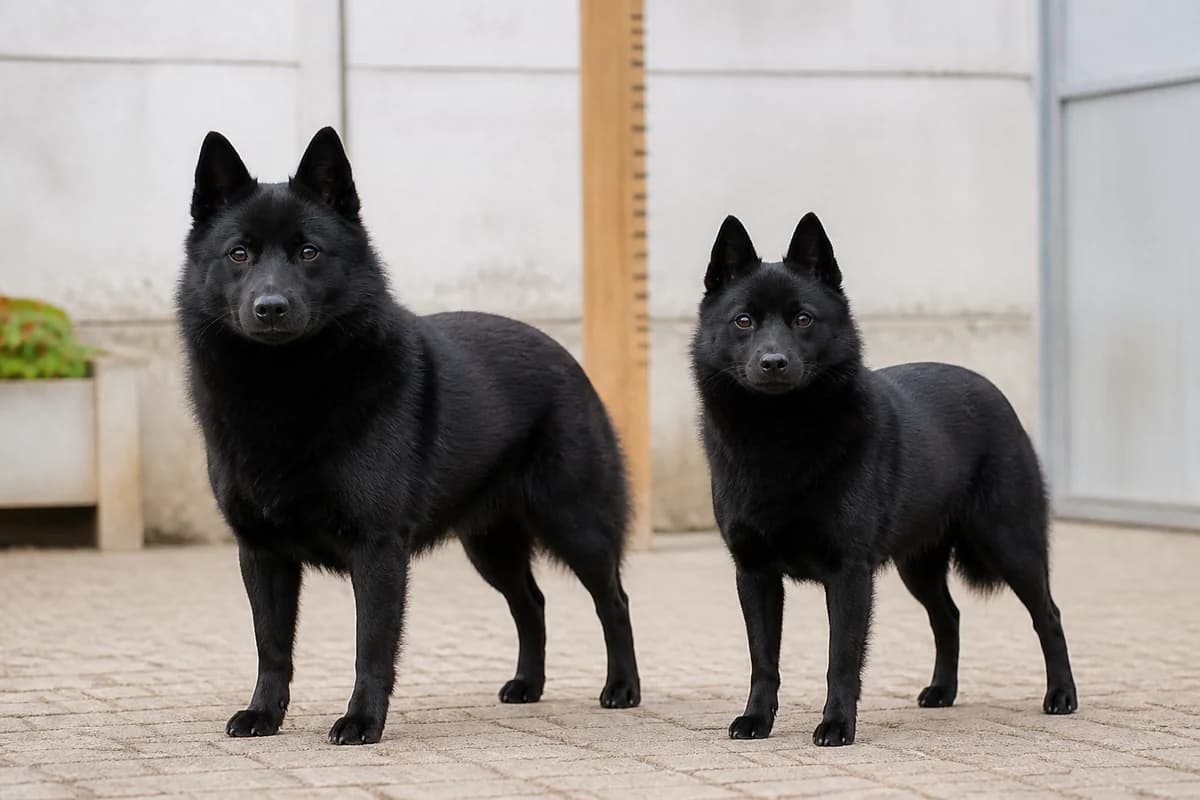 Schipperke adulte, vue de la silhouette et du gabarit