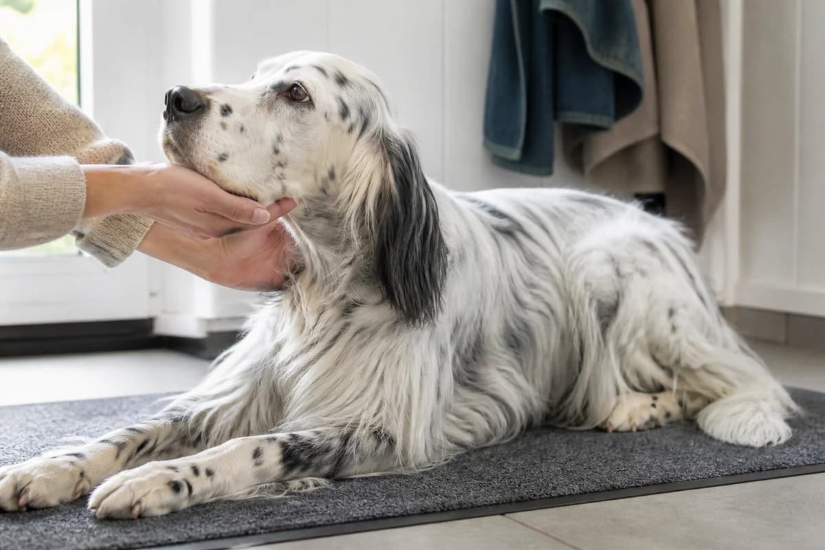 Portrait rapproché d’un setter anglais pour illustrer le pelage et les soins courants