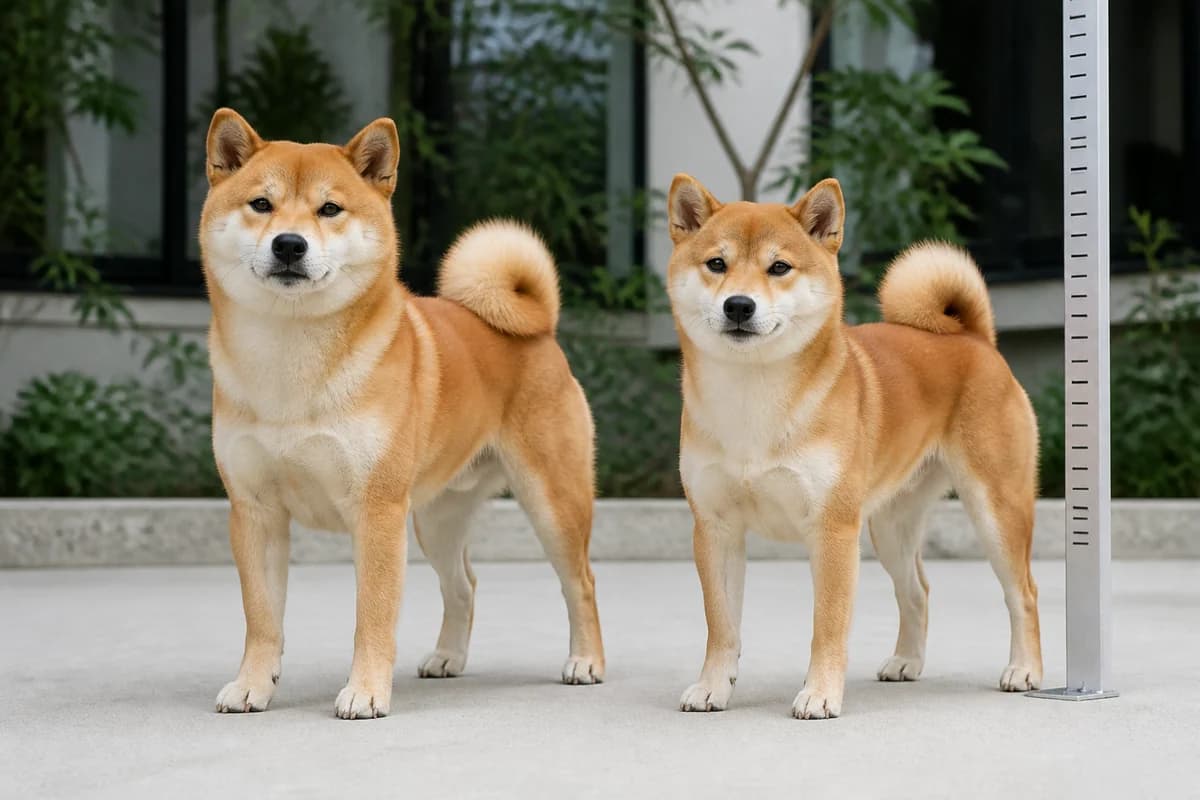 Shiba inu adulte, vue de la silhouette et du gabarit