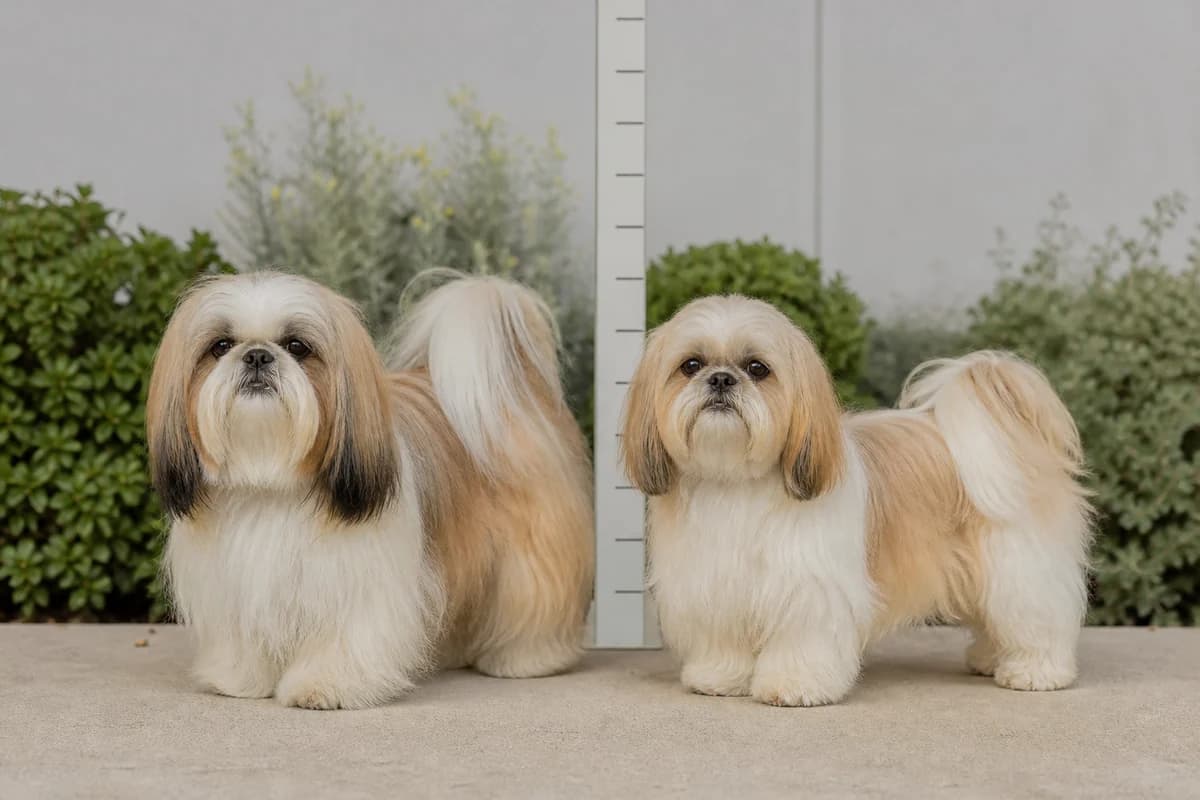 Shih tzu adulte, vue de la silhouette et du gabarit