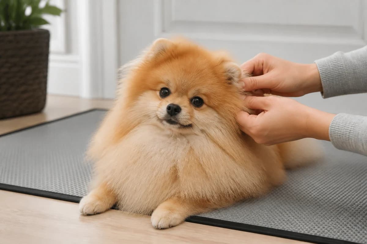 Portrait rapproché d’un spitz allemand (loulou de poméranie) pour illustrer le pelage et les soins courants