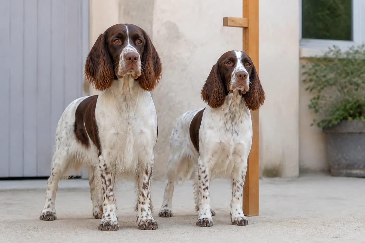 Springer spaniel anglais adulte, vue de la silhouette et du gabarit