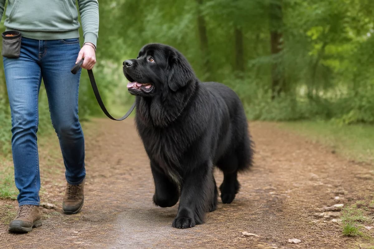 Terre-Neuve observé pendant une sortie adaptée à son gabarit