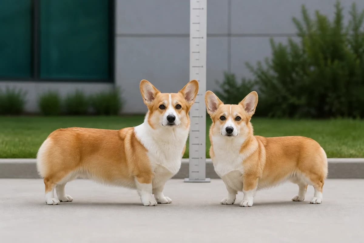 Welsh corgi Pembroke adulte, vue de la silhouette et du gabarit
