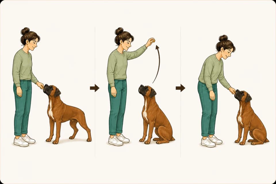 Illustration de l’exercice : Apprendre l’assis à son chien