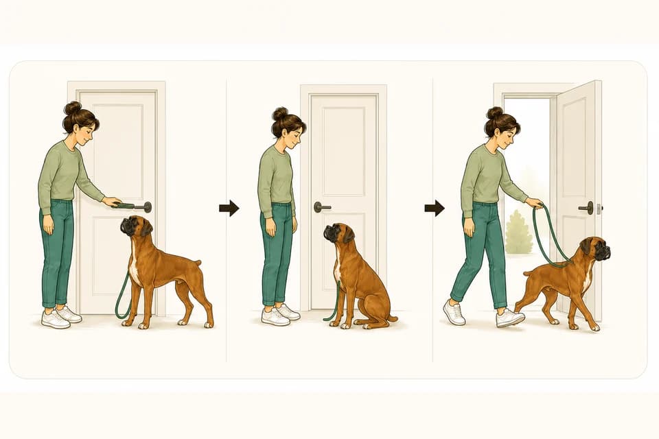 Illustration de l’exercice : Le calme à la porte : sonnette, entrée, sorties