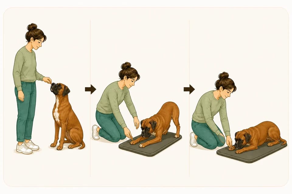 Illustration de l’exercice : Apprendre le couché à son chien