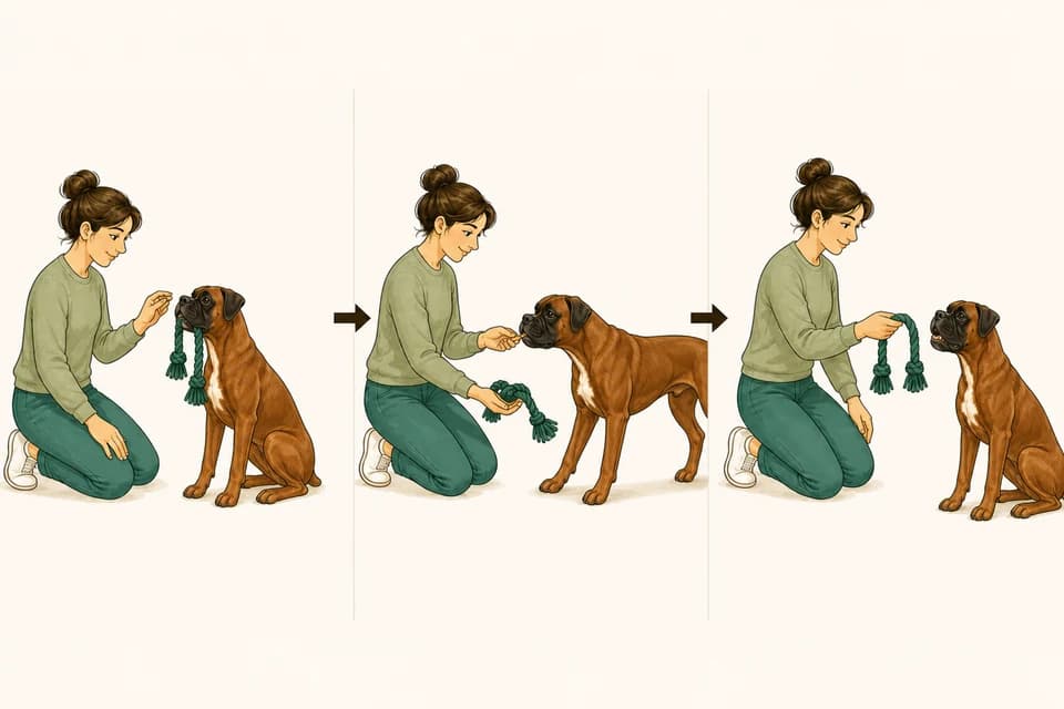 Illustration de l’exercice : Apprendre le « donne » : lâcher sans conflit