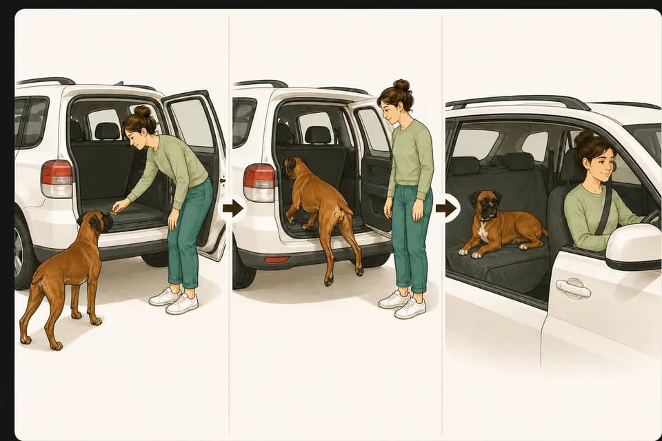 Illustration de l’exercice : Habituer son chien à la voiture