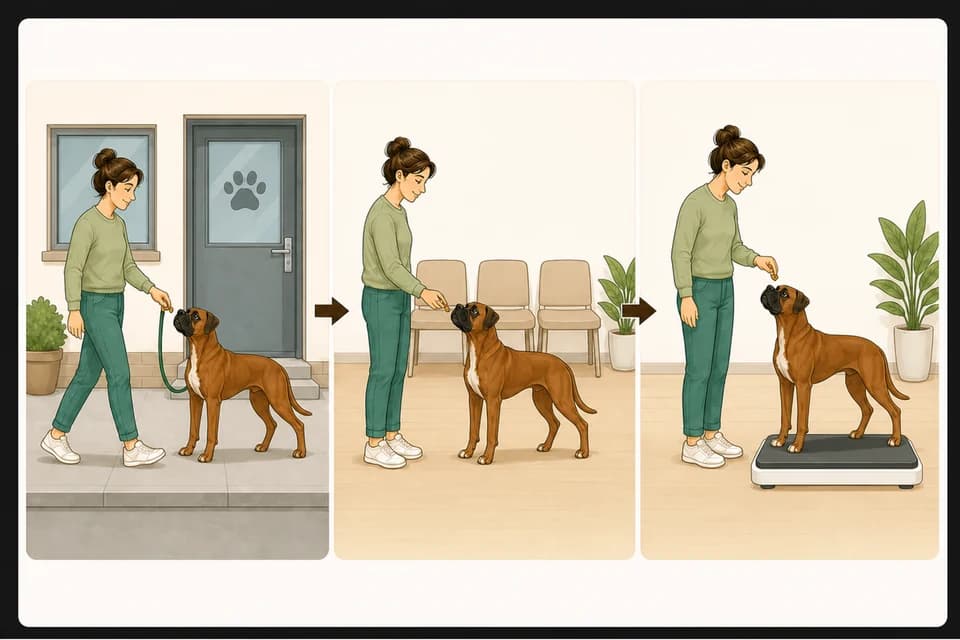 Illustration de l’exercice : Habituer son chien au vétérinaire