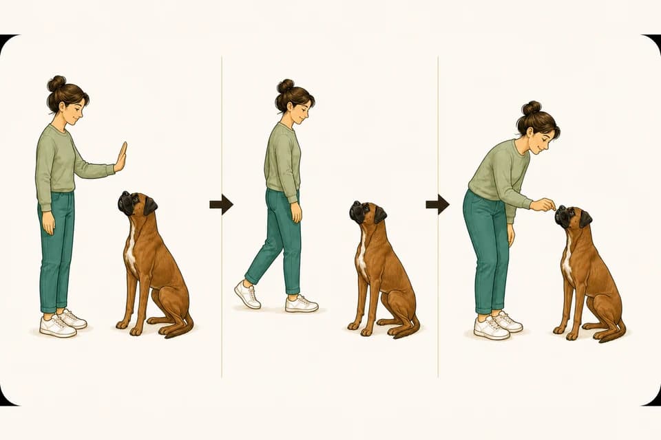 Illustration de l’exercice : Apprendre le « pas bouger » à son chien