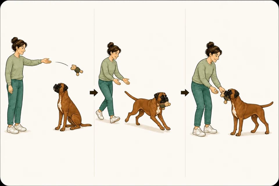 Illustration de l’exercice : Apprendre à un chien à rapporter