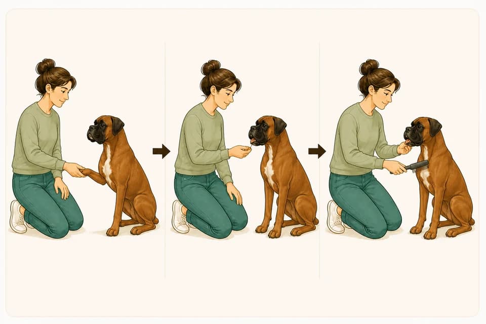 Illustration de l’exercice : Apprendre à son chien à se laisser manipuler