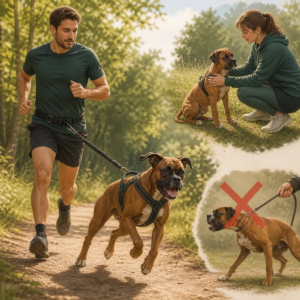 Illustration éditoriale originale créée pour l’article « Le canicross : courir avec son chien »