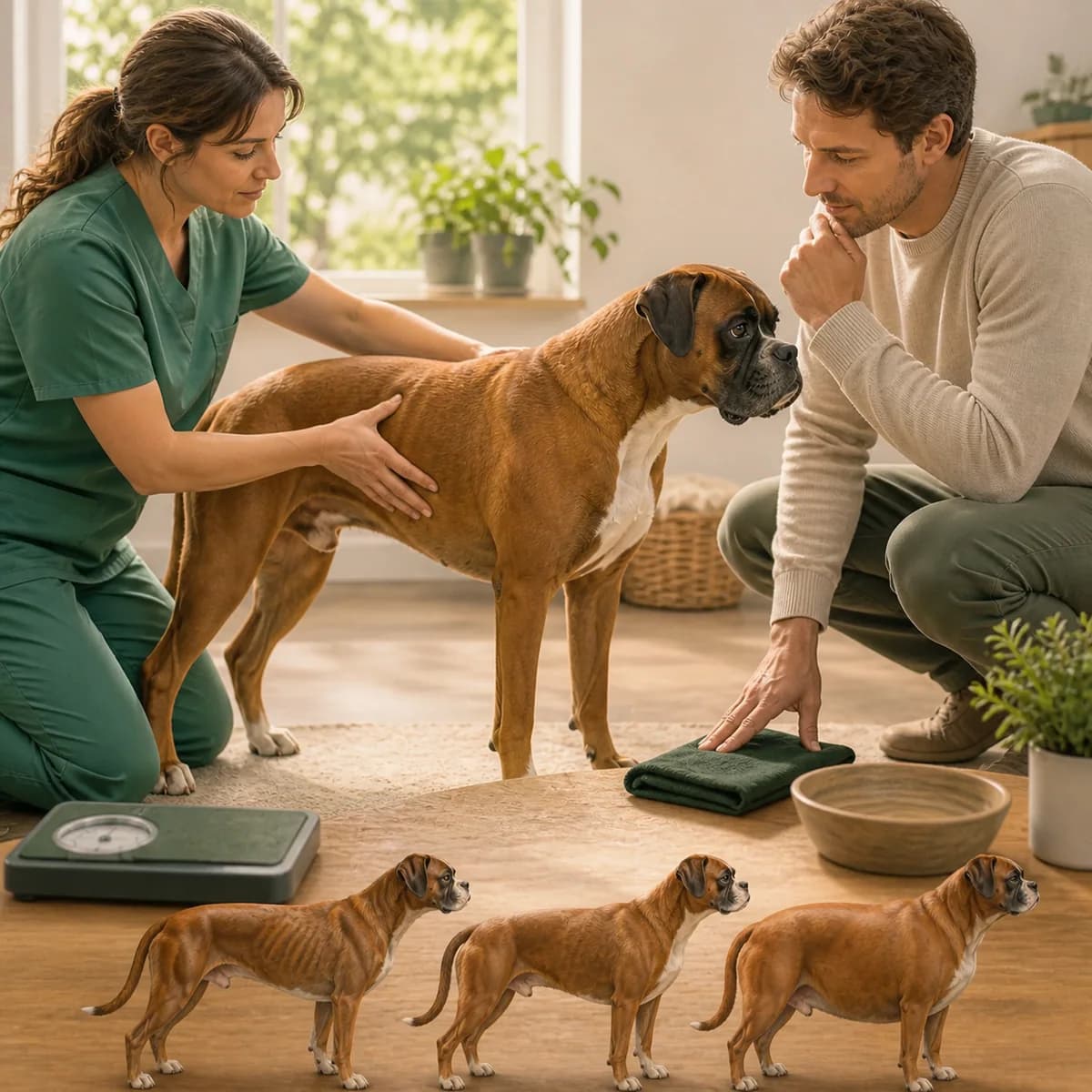 Illustration éditoriale originale créée pour l’article « Trouver le poids idéal de son chien »