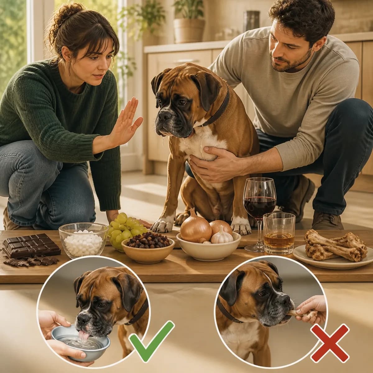 Illustration éditoriale originale créée pour l’article « Les aliments toxiques pour le chien »