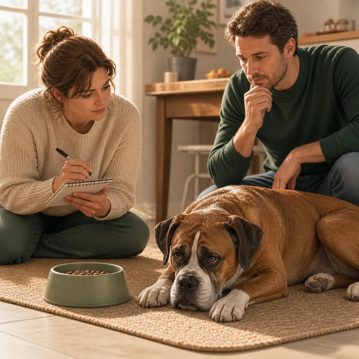 Illustration éditoriale originale créée pour l’article « Mon chien ne mange plus : ce qu’il faut observer »