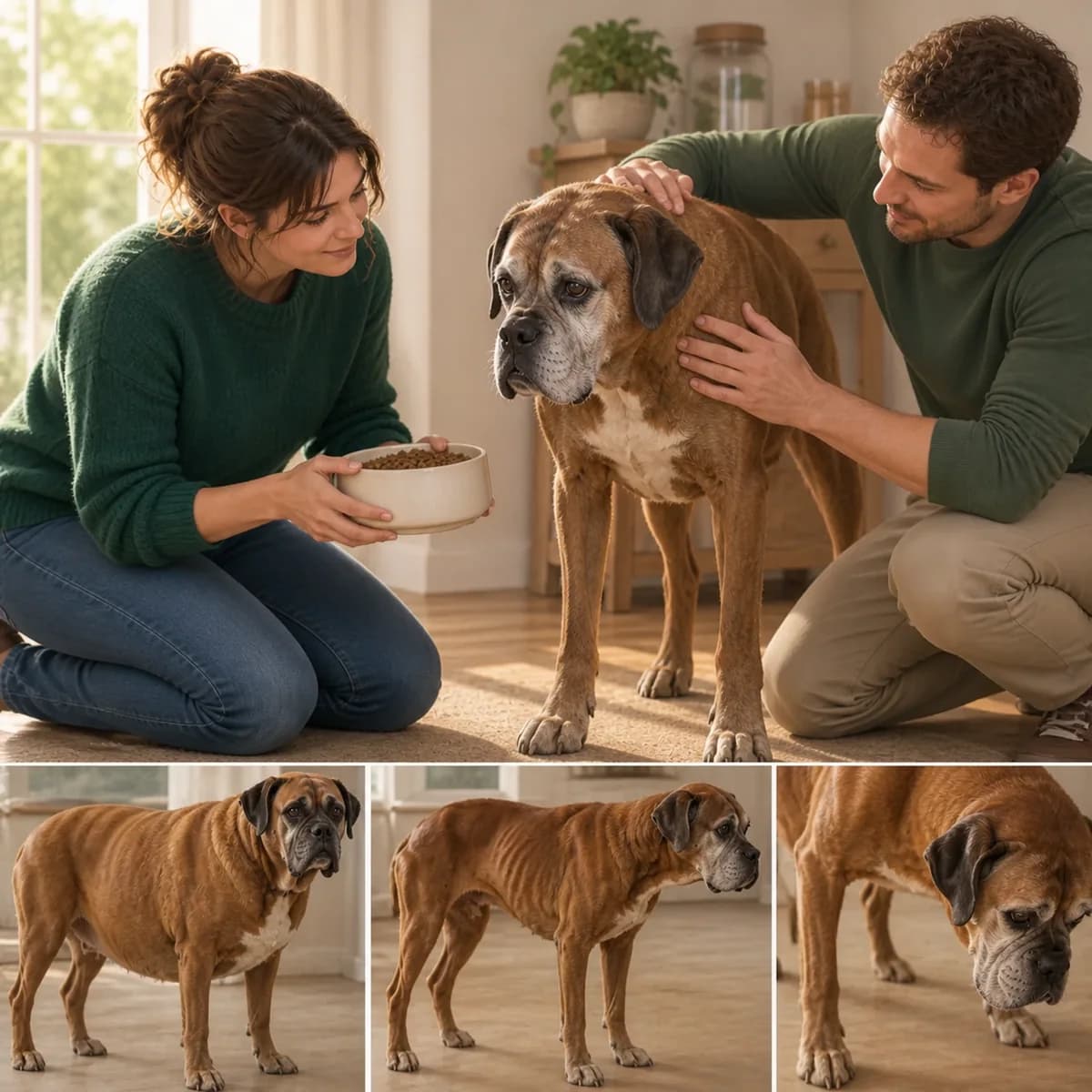 Illustration éditoriale originale créée pour l’article « Nourrir un chien âgé »